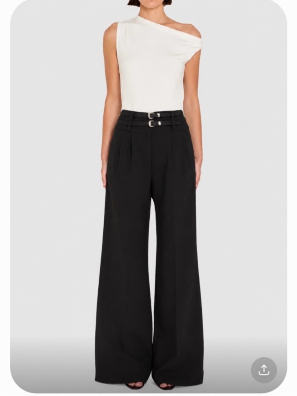 Amanda Uprichard Wide Leg High Waisted Black Trouser Pants